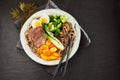 Plate of Gomoku Yakisoba, noodles and vegetables Royalty Free Stock Photo