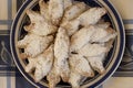 A plate of Greek cookies on blue and white Royalty Free Stock Photo