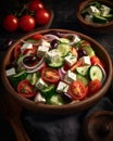 Plate of Greek salad with healthy vegetables Royalty Free Stock Photo