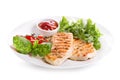 Plate of grilled chicken breast with vegetables Royalty Free Stock Photo