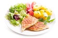 Plate of grilled chicken breast with vegetables Royalty Free Stock Photo