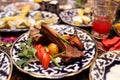 Plate with grilled lamb loin Royalty Free Stock Photo