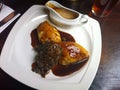 Plate of haggis, neeps, and tatties