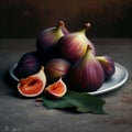 Plate of Ripe Purple Figs
