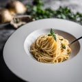 a plate that has some spaghetti on it with fork in it Royalty Free Stock Photo