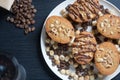 Plate of hazelnut and coffee cakes