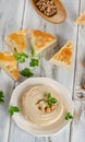 Plate of Healthy Creamy Hummus with pita.