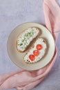 A Scandinavian breakfast with cream cheese Royalty Free Stock Photo