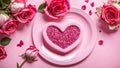 Plate heart, rose flower wedding romantic happy