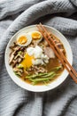 Tonkotsu ramen with shiitake mushrooms and pork