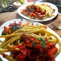 Plate of homecooked food ready to please the eye with great taste and color Royalty Free Stock Photo