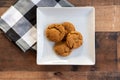 Plate of homemade gingersnap cookies Royalty Free Stock Photo
