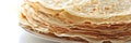 Plate with homemade pancakes stacked on right side, two thirds empty space on left for text Royalty Free Stock Photo