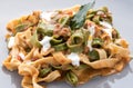 A plate of homemade tagliatelle with spinach and egg with sauce Royalty Free Stock Photo