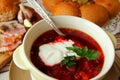 A plate of hot borscht Royalty Free Stock Photo