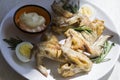 Plate of hot chicken wings outdoor Royalty Free Stock Photo