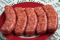 Plate of Hot Italian Sausages Royalty Free Stock Photo