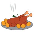 A hot and spicy roasted cartoon chicken vector or color illustration