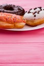 Plate with iced cakes, copy space.