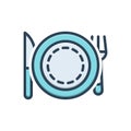 Color illustration icon for Plate, setting and fork Royalty Free Stock Photo