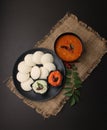 South indian food idli sambar or sambhar podi coconut chutney with curry leaves and red chillies Royalty Free Stock Photo