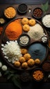 A plate of Indian sweets and delicacies arranged in the shape of the Indian tricolor