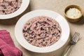 Plate with Italian risotto with round radicchio rosso Royalty Free Stock Photo