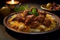 A plate of Kabsa on a marble countertop Royalty Free Stock Photo