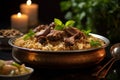 A plate of Kabsa on a marble countertop Royalty Free Stock Photo