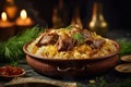 A plate of Kabsa on a marble countertop Royalty Free Stock Photo