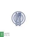 Plate and knife with a fork icon, dinner, meal, eat cutlery filled outline style Royalty Free Stock Photo