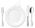 Plate, knife, spoon and fork