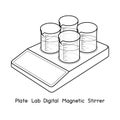 Plate lab digital magnetic stirrer diagram for experiment setup lab outline vector