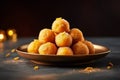 A plate of laddoo Indian dessert Generative AI