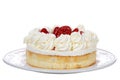 Plate with large Strawberry Shortcake isolated on white Royalty Free Stock Photo