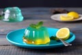 Plate of lemon jelly mint. Generate Ai Royalty Free Stock Photo