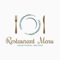 Plate logo with fork and knife and rosemary