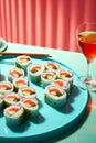 Plate meal seafood sushi set food roll traditional japanese raw japan Royalty Free Stock Photo