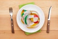 Plate with measure tape, knife and fork. Diet food Royalty Free Stock Photo