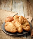 Plate of meat pies belyashi Royalty Free Stock Photo