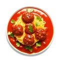 plate of meatballs with tomato sauce isolated over white background Royalty Free Stock Photo