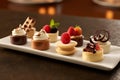 A plate with mini dessert samplers Royalty Free Stock Photo