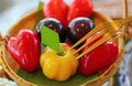 Mini Fruits and Vegetables Shaped Thai Style Marzipan Called Kanom Look Choup, a Famous Thai Traditional Dessert Royalty Free Stock Photo