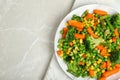 Plate with mix of frozen vegetables Royalty Free Stock Photo