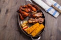 Plate with mixed bbq pork Royalty Free Stock Photo