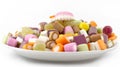 Plate of mixed sweets with teeth