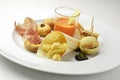 Plate of mixture of finger food for aperitif Royalty Free Stock Photo