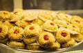 A plate of Morocco pastry with almond and honeyed berries