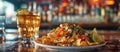 Plate of Nachos and Beer Glass Royalty Free Stock Photo