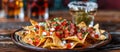Plate of Nachos and Beer Glass Royalty Free Stock Photo